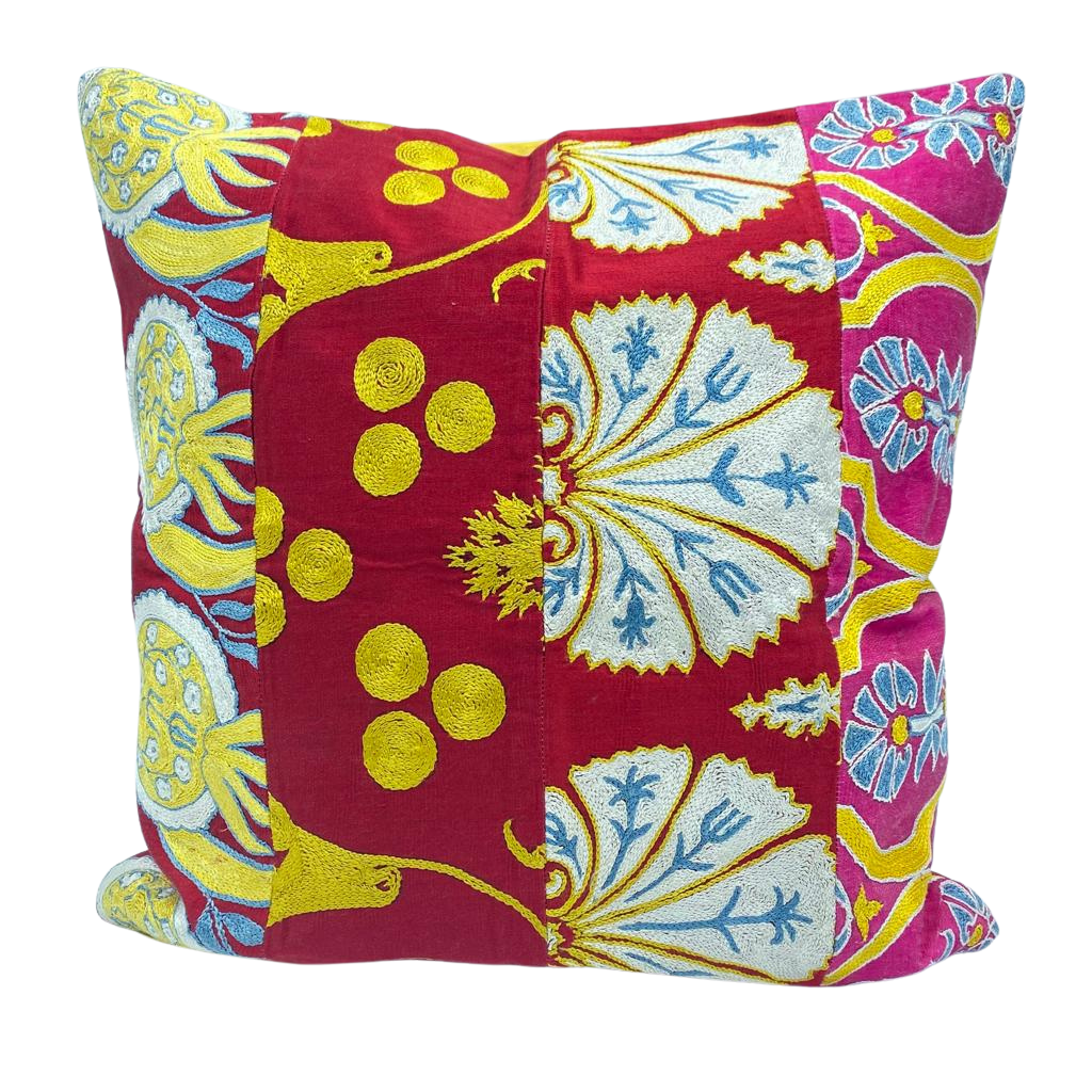 Suzani IKAT 50x50 Cushion Cover - PatchWork Royal Red