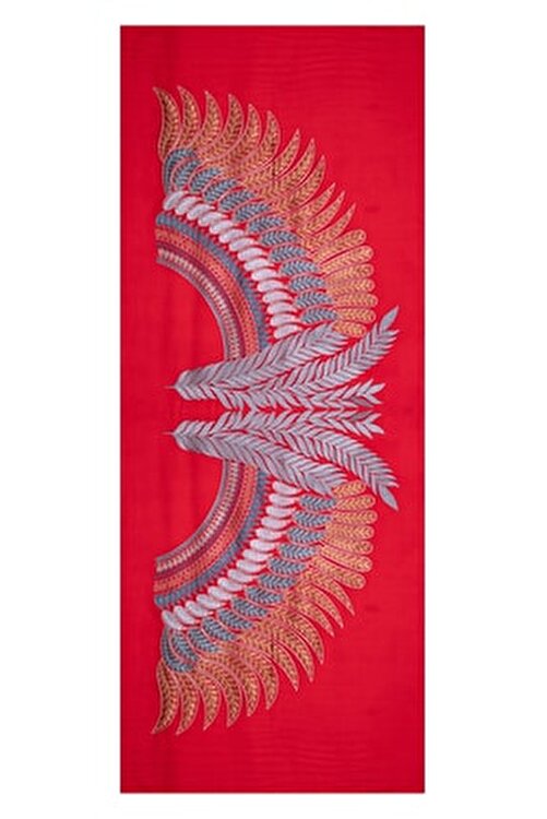 Goddess Wings Shawl Embroidered Cashmere Shawl - Red