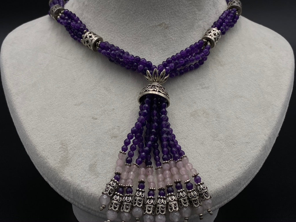 Handmade Aleppo Antique Necklaces - Amethyst Byzantine Beaded Necklace