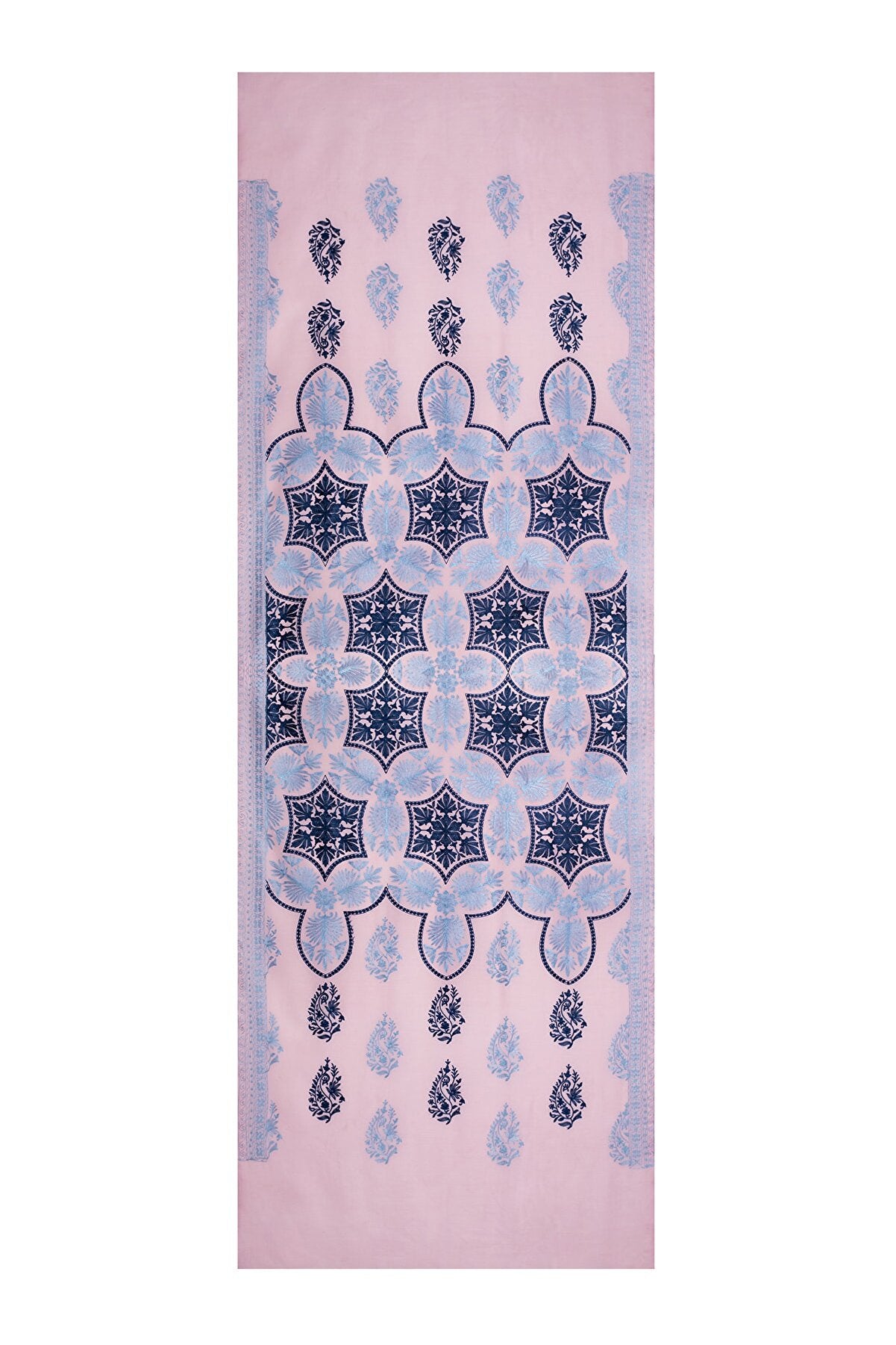 Traditional Embroidery Flower of Life Paisley - Pink Blue