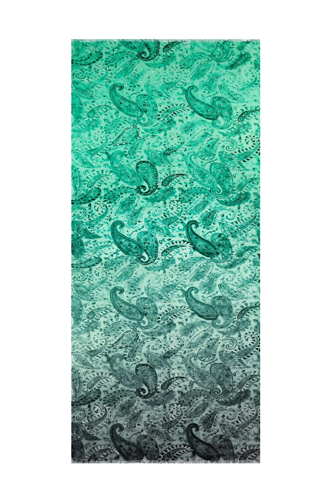 Micro Modal Cashmere Printed Embroidery Shawl - Teal Paisley