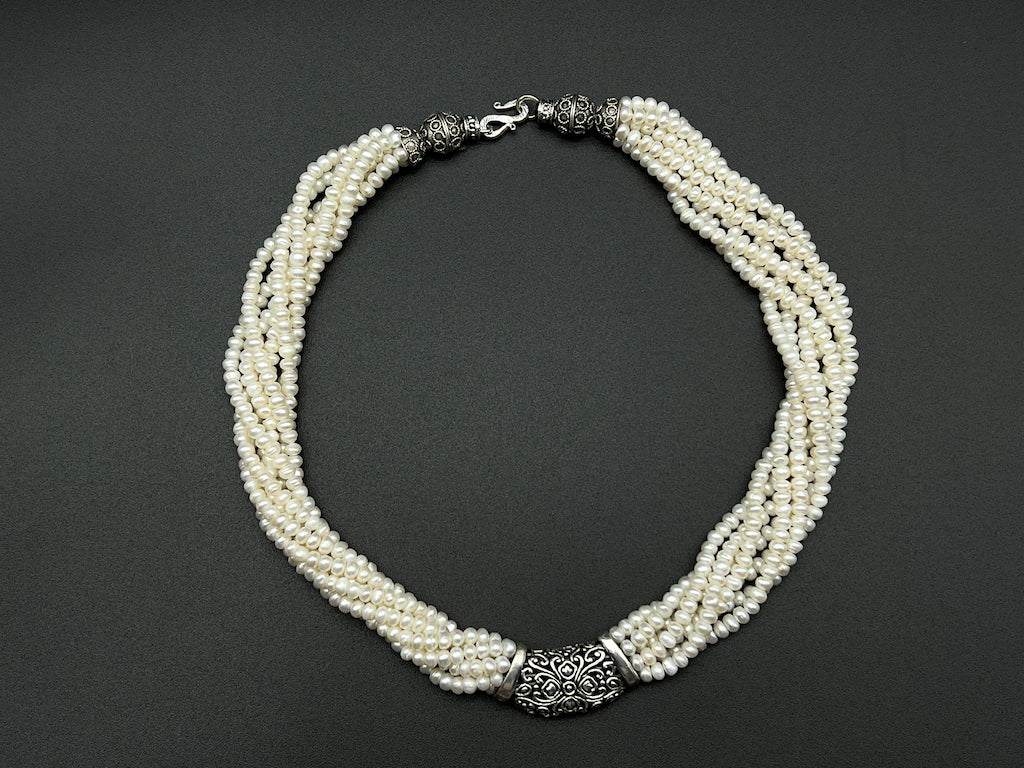 Handmade Vintage Necklace - Moon Pearl Beads Necklace