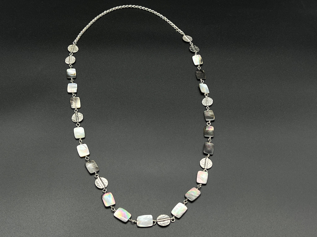 Handmade Vintage Necklace - Motherpearl Coin Long Necklace