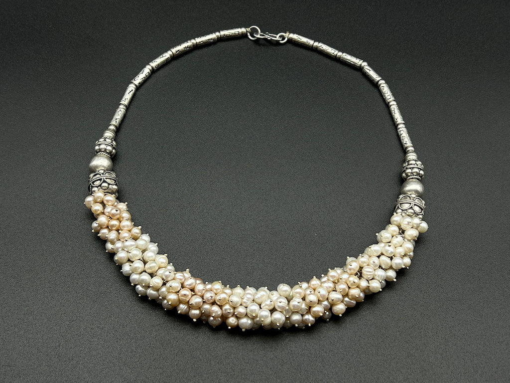 Handmade Vintage Necklace - Pearl Gathered Necklace