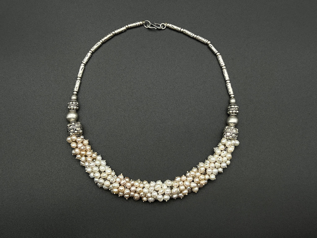 Handmade Vintage Necklace - Pearl Gathered Necklace