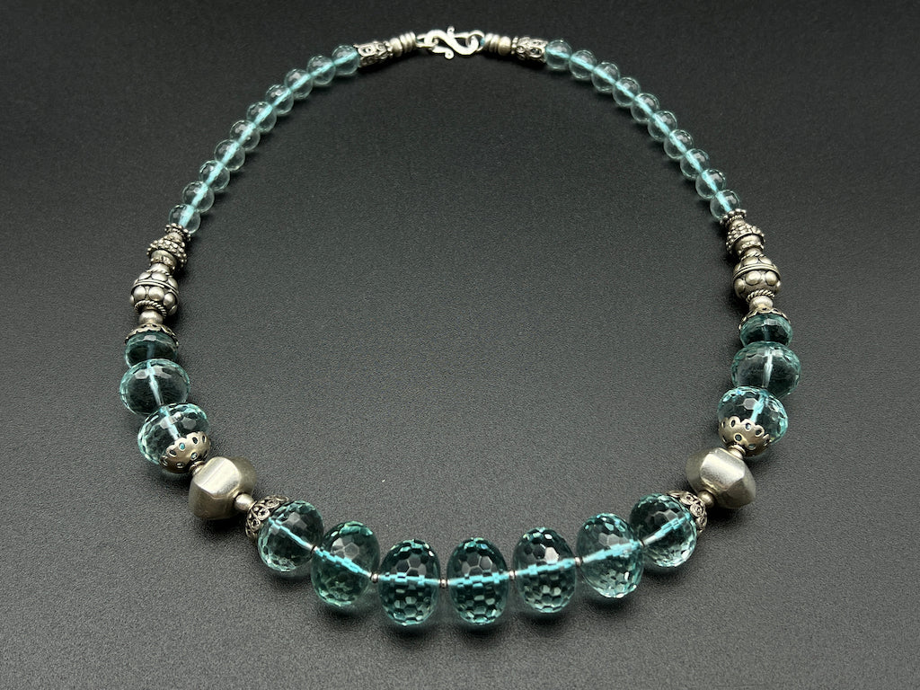 Handmade Vintage Necklace - Aquamarine Spheres
