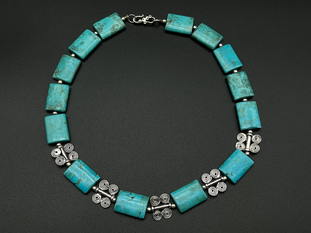 Handmade Vintage Necklace - Turquoise Byzantine Flat