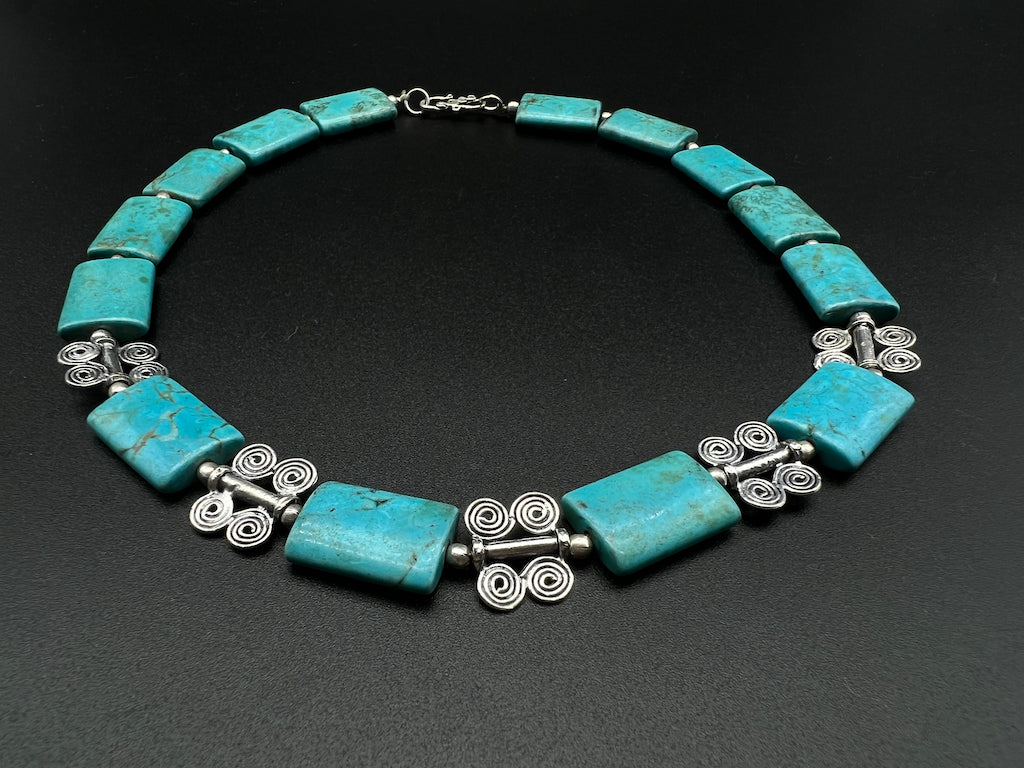 Handmade Vintage Necklace - Turquoise Byzantine Flat