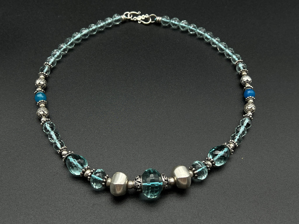 Handmade Vintage Necklace - Aquamarine Drops & Turquoise