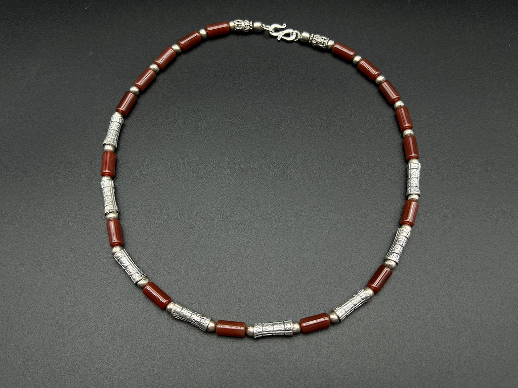 Handmade Vintage Necklace Choker- Jasper Pipes