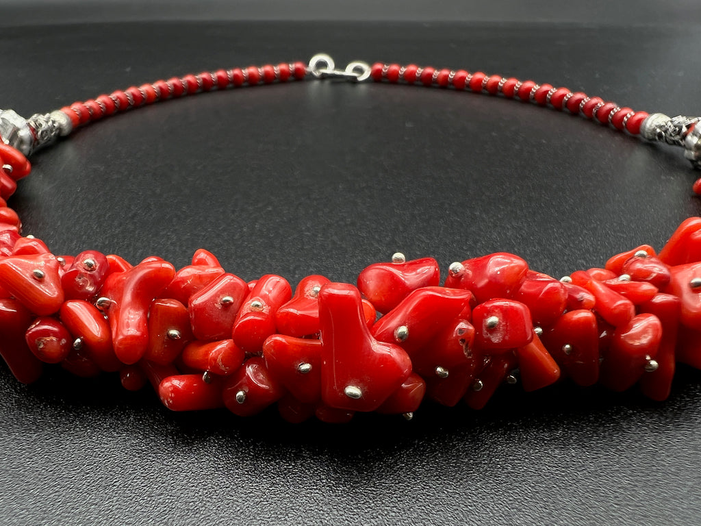 Handmade Vintage Necklace - Gathered Coral