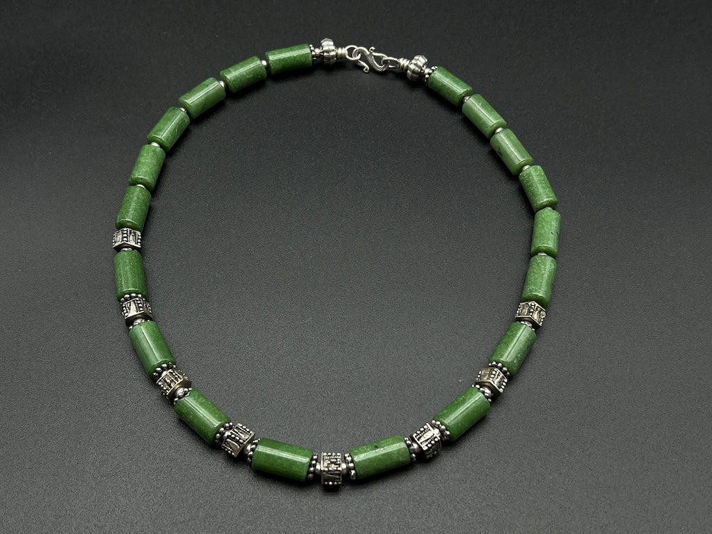 Handmade Vintage Necklace - Jade Cylinder