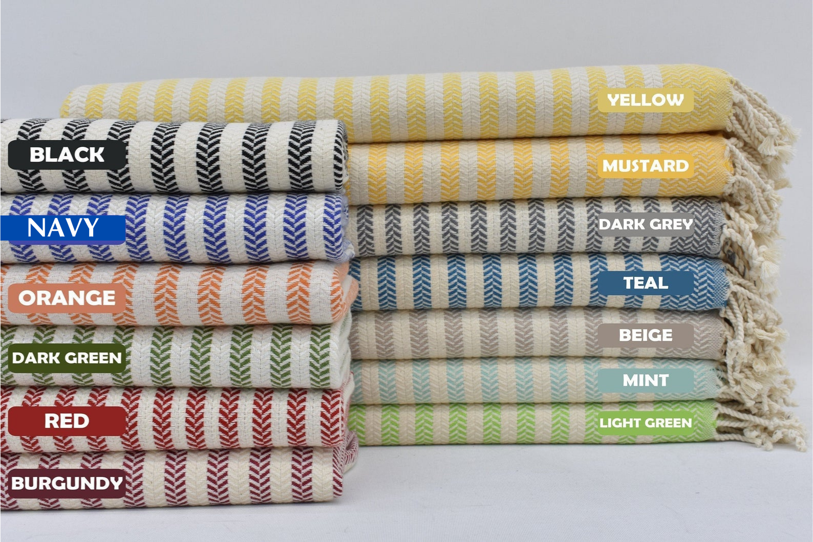 Handmade Chevron Towel Peshtemal Lines Organic Turkish Towel - 175 x 95 CM