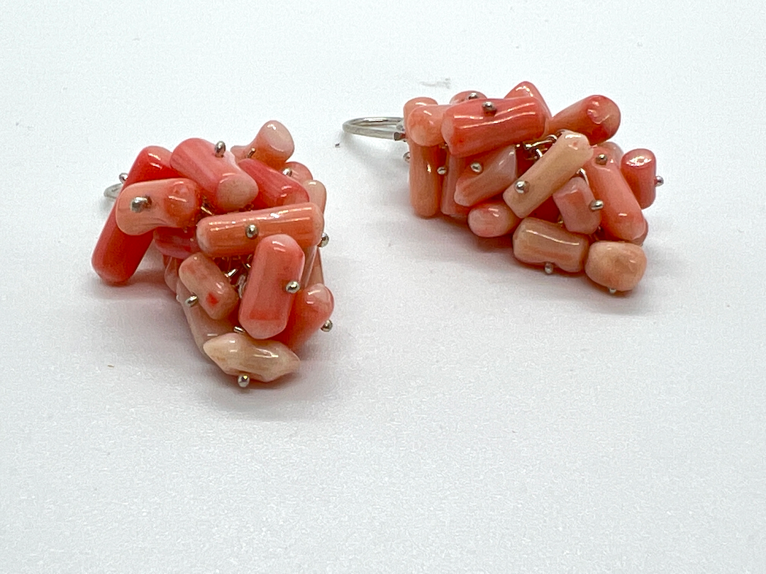 Handmade Aleppo Vintage Earring - Pink Coral Gathered Earring
