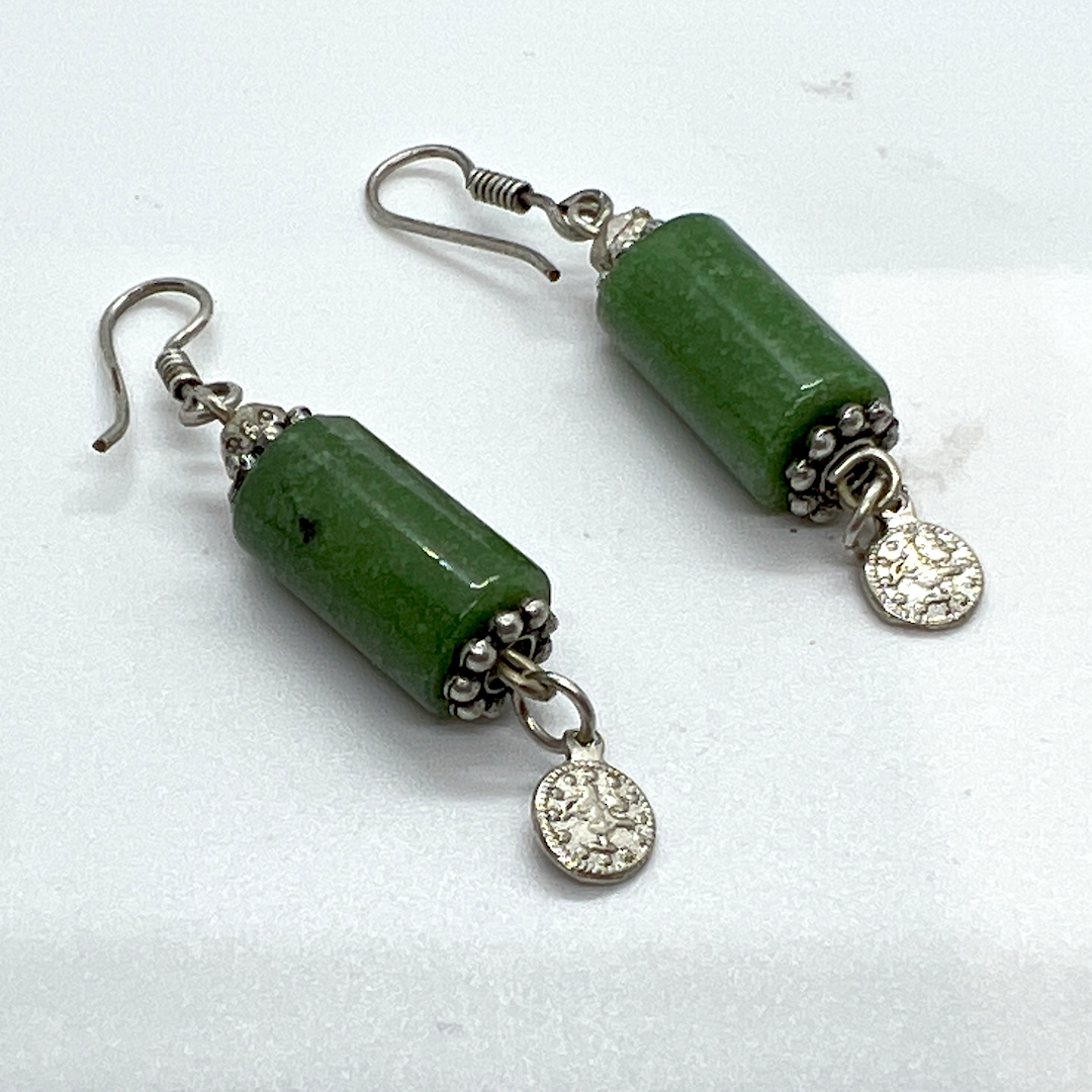 Handmade Aleppo Vintage Earring - Jade Cylinder