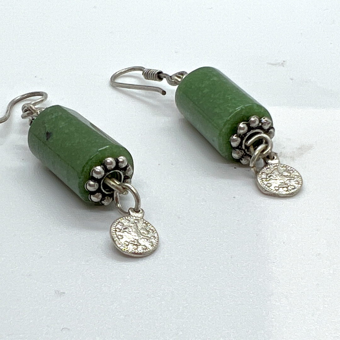 Handmade Aleppo Vintage Earring - Jade Cylinder