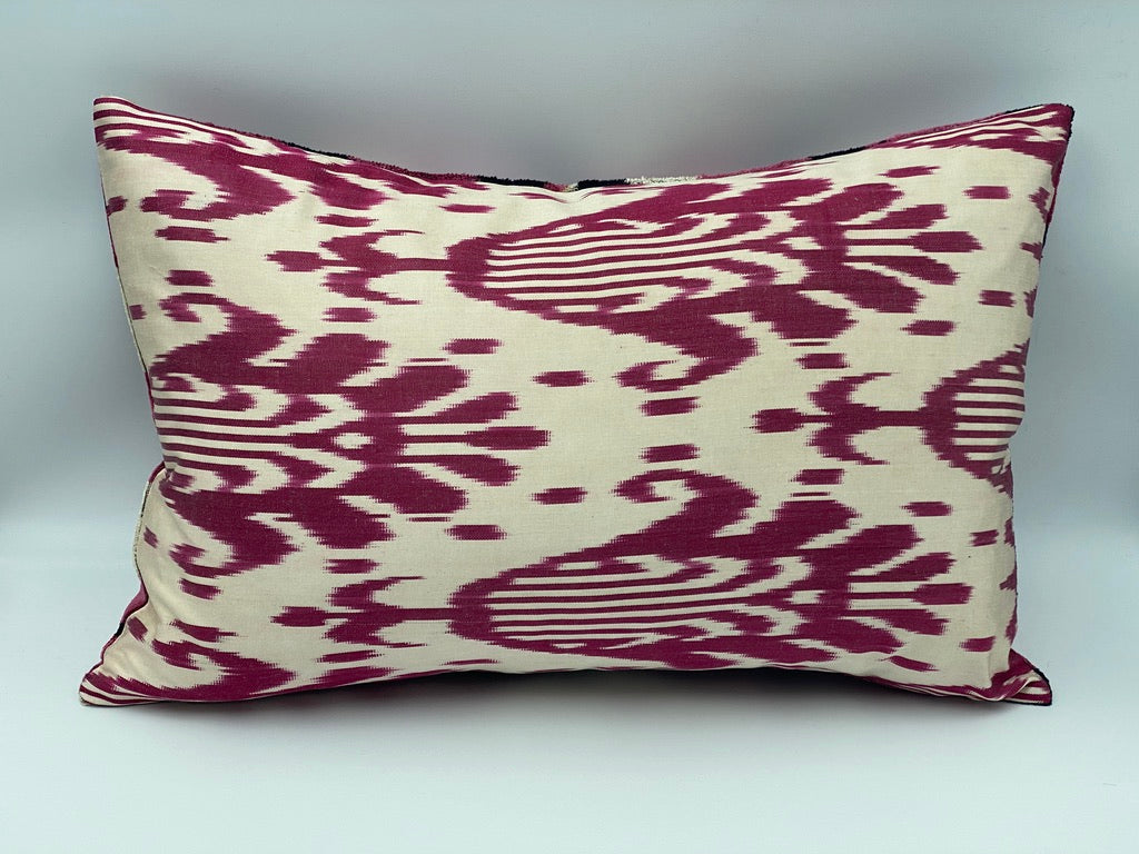 Velvet Double IKAT Silk Back Cushion Cover (60*40) CM - Red UFO