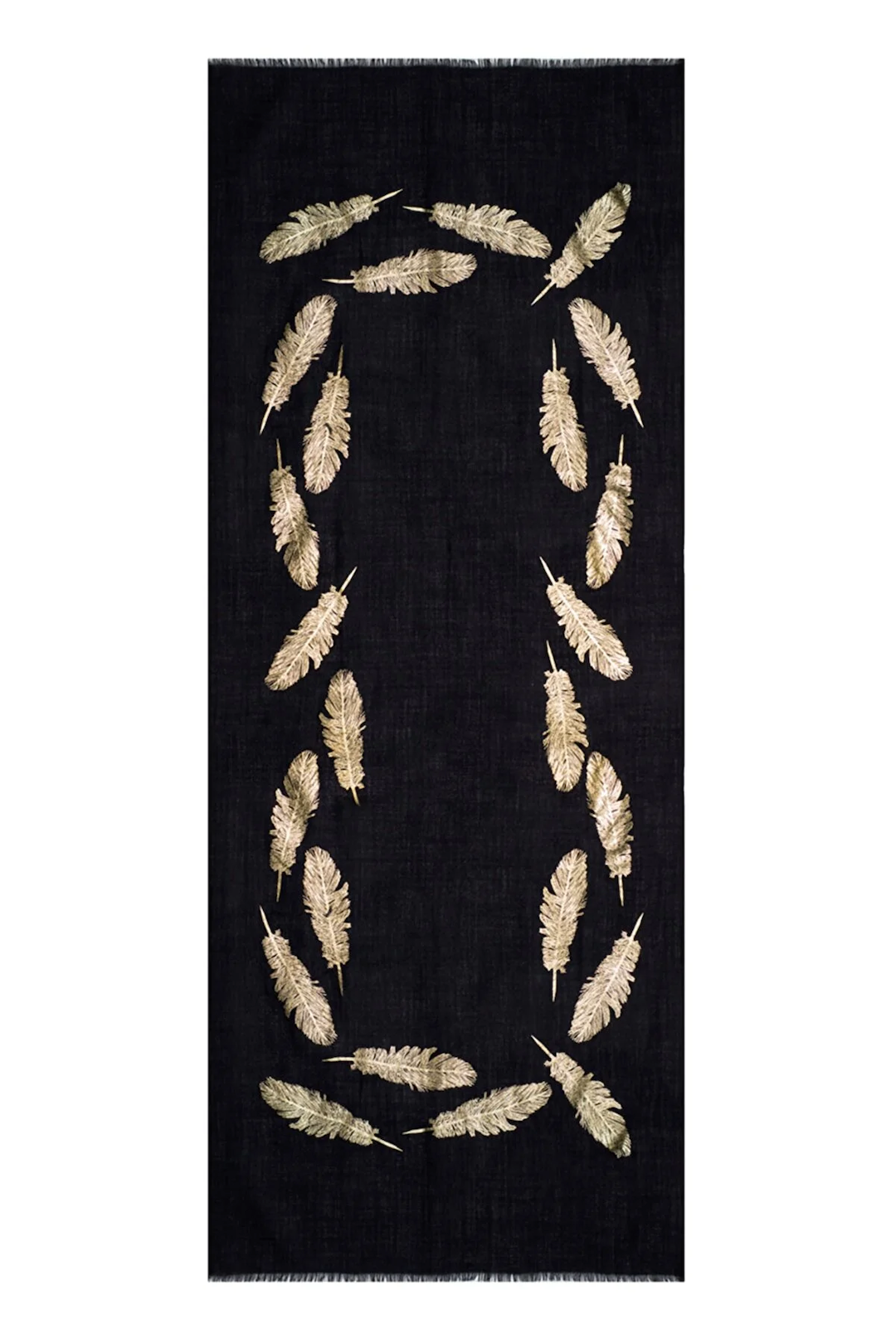 Angel Feathers Crystal Feathers Shawl Stole - Black Gold