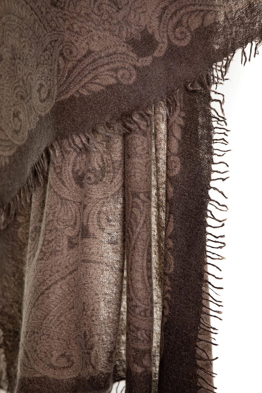 Sparge Thick Knit Baby Cashmere Printed Shawl Paisley - Brown