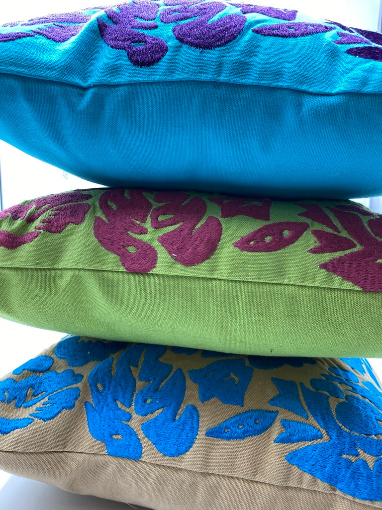 Cotton Pillow Covers Plant Designs - Reel Embroidery 40 CM x 40 CM | 16" X 16 "