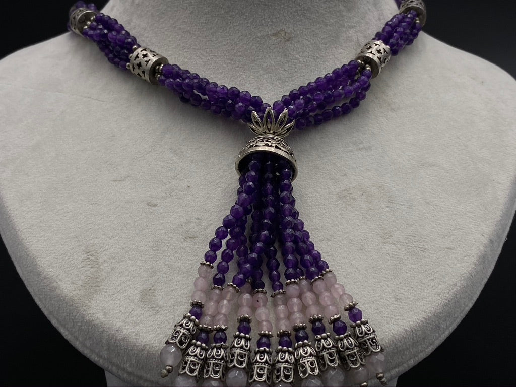 Handmade Aleppo Antique Necklaces - Amethyst Byzantine Beaded Necklace