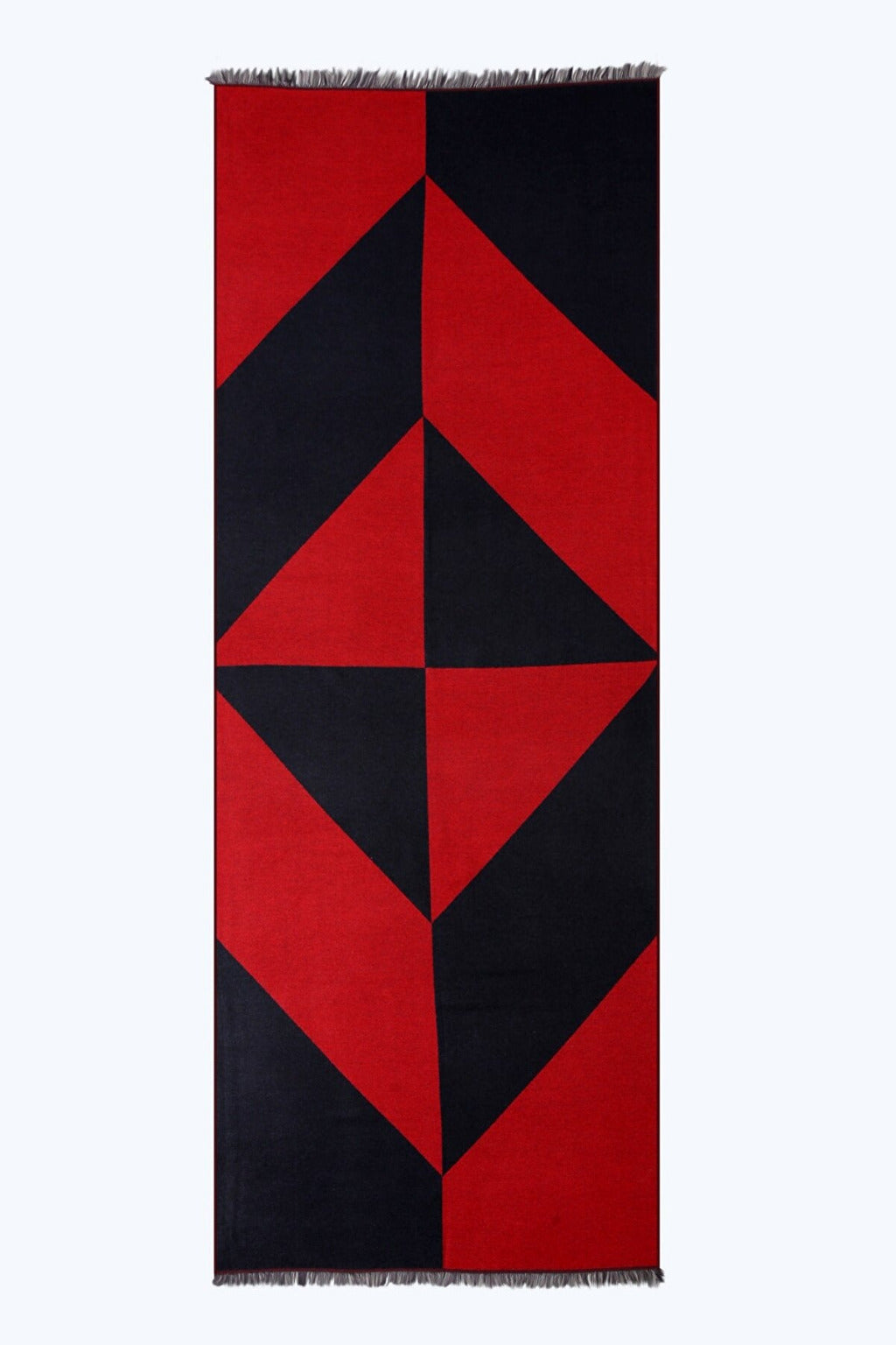 Symmetric Mo-shmeres Triangles Modal Cashmere Dual Tone Shawl - Red Black