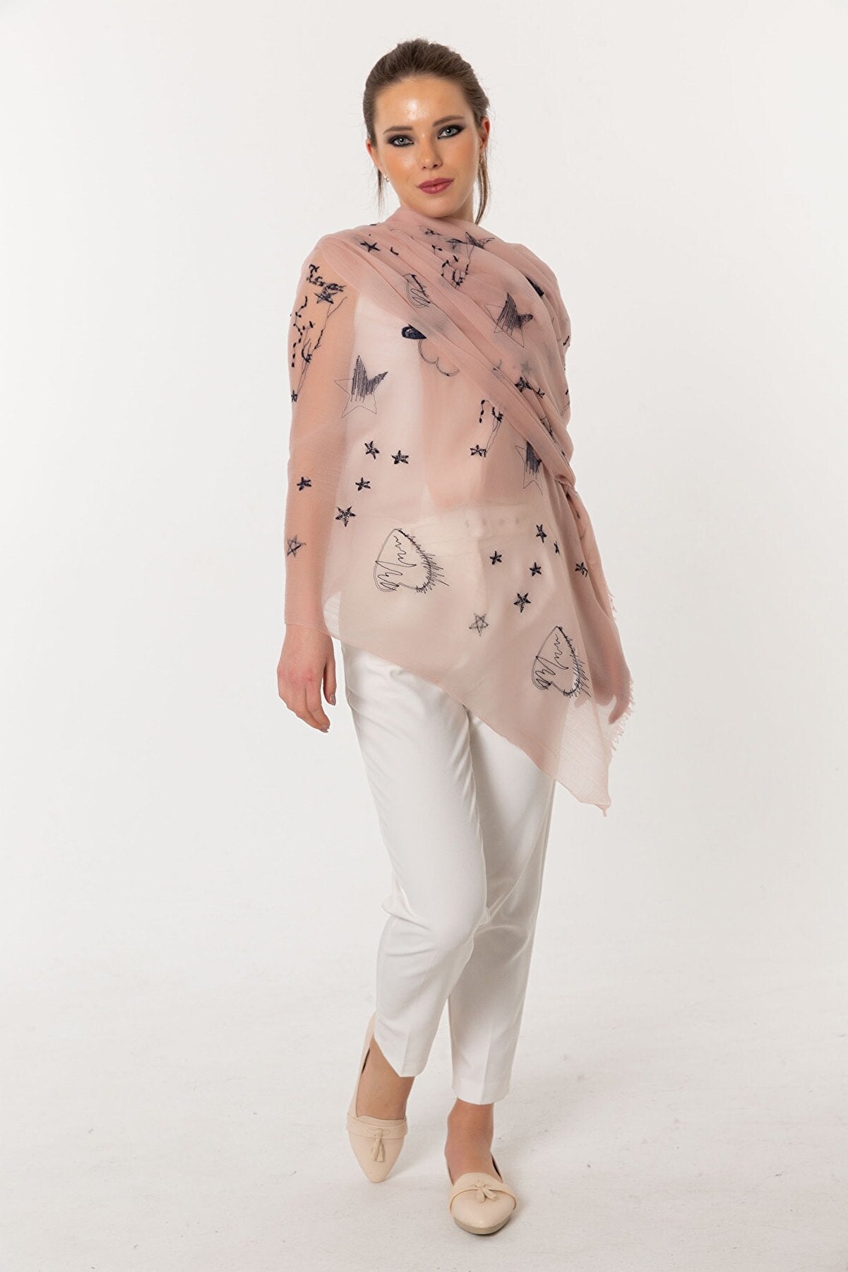 I Heart Cashmere Embroidered Shawl