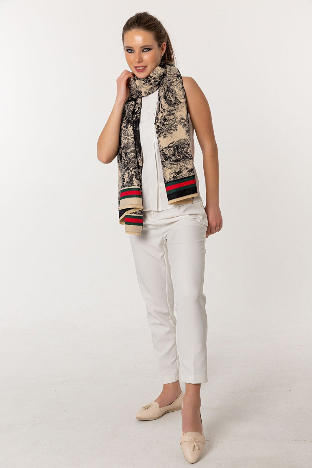 Tree Borders Reversible Mo-shmere Scarves - Navy