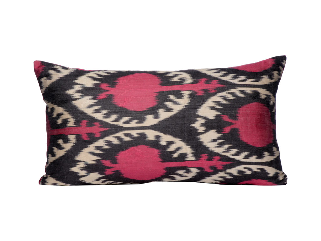 Velvet Double IKAT Silk Back Cushion Cover (60*40) CM - Purple Pomegranate