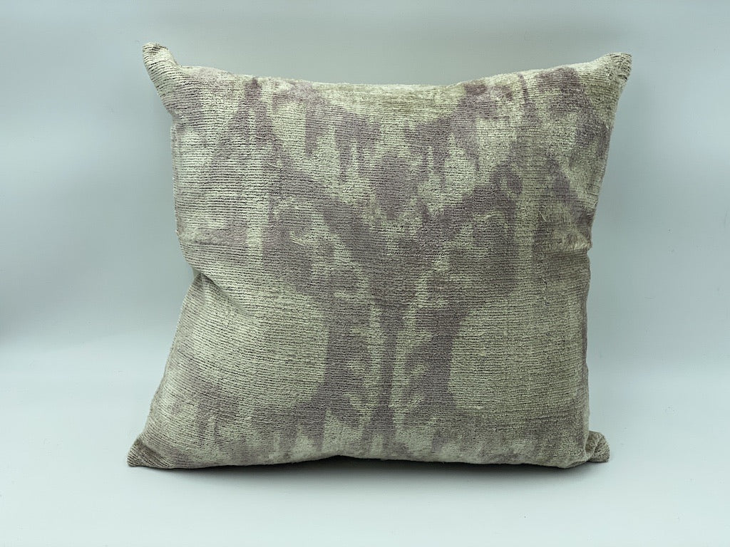 Velvet Cotton & Silk IKAT Cotton Back Single Cushion Cover -Faded Plum