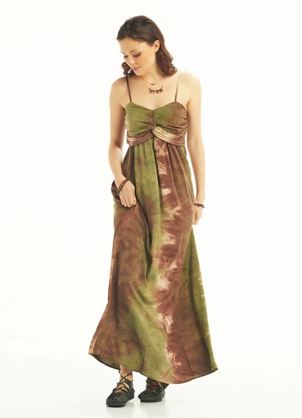 Batik Strapless Tie Dye Long Dress - Earth