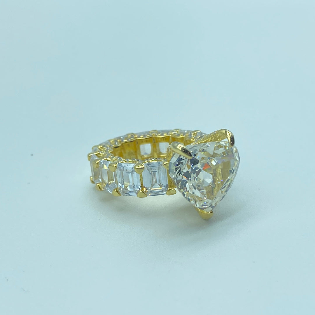 Citrine Heart Yellow Gold Ring Size 7 - Sterling Silver Citrine Ring