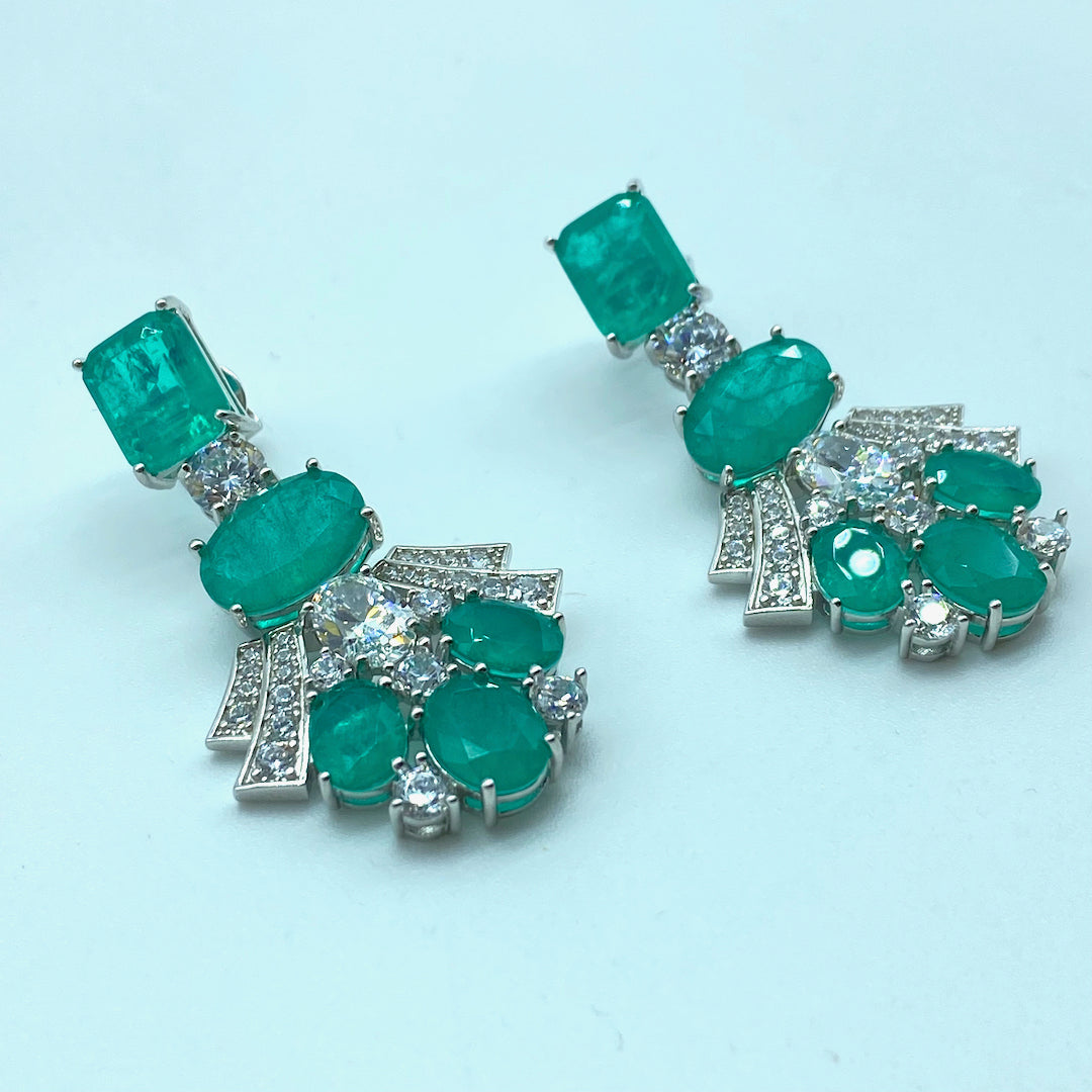 Emerald Flight Elegant Earring - Sterling Silver Emerald Earring