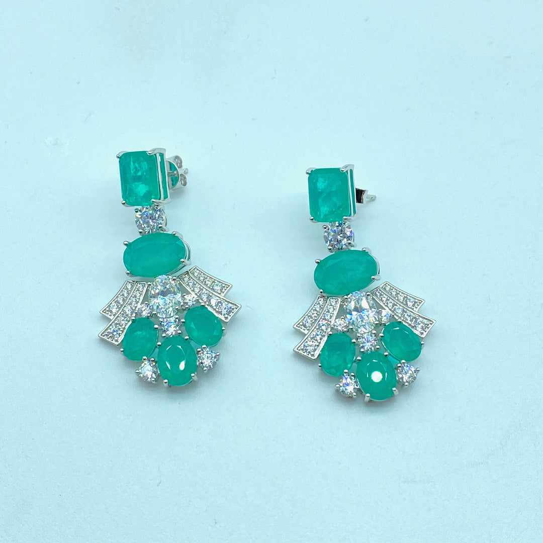 Emerald Flight Elegant Earring - Sterling Silver Emerald Earring