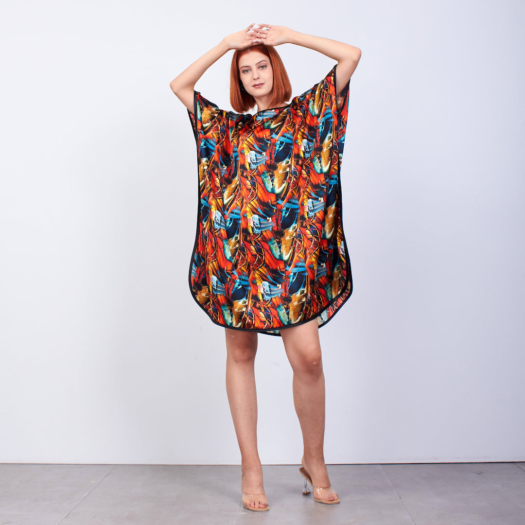 Short Mulberry Silk Dress Free Flow - Abstract Colors