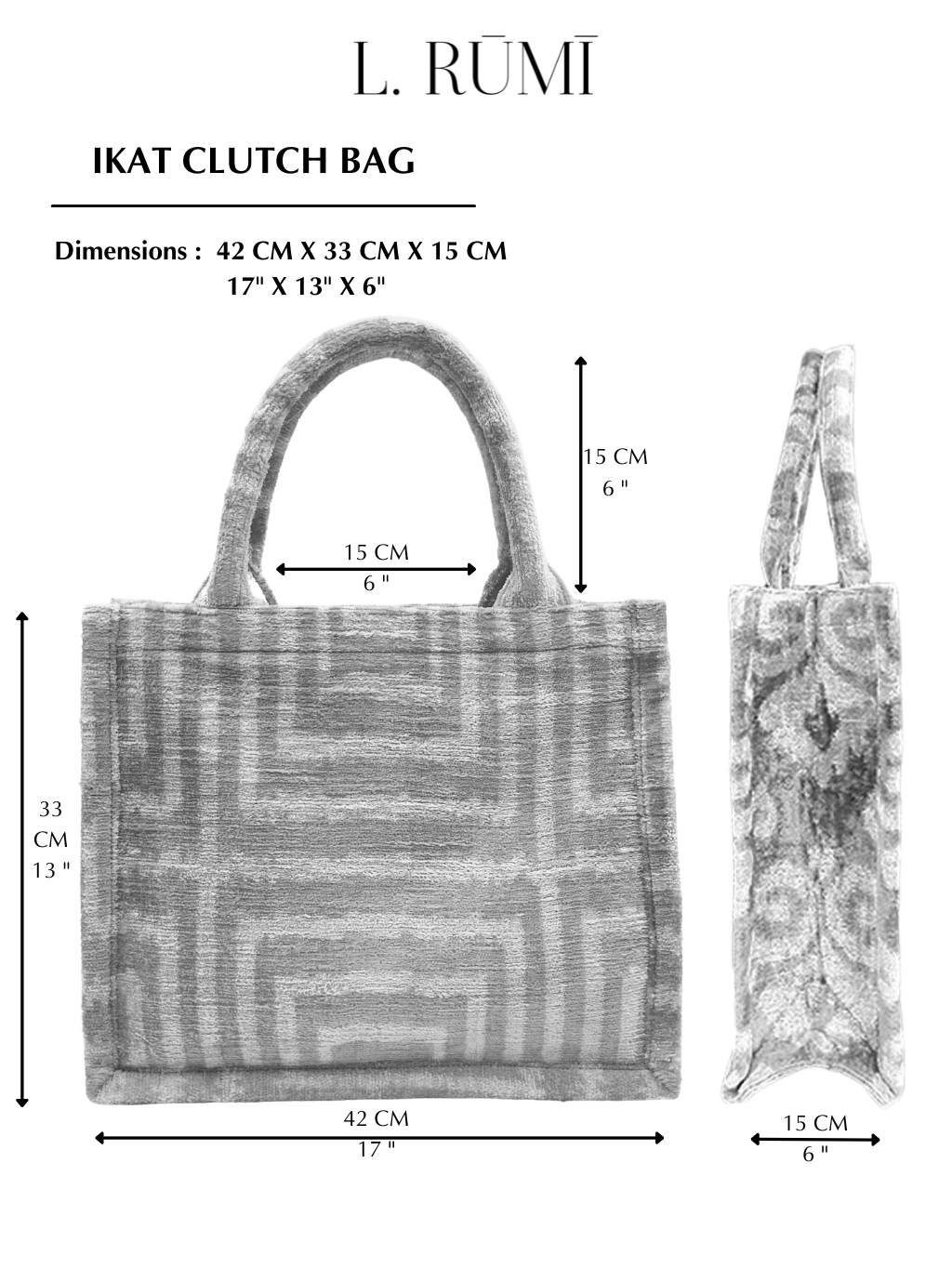 Velvet Silk IKAT Large Handbag - Tribal Mask D21