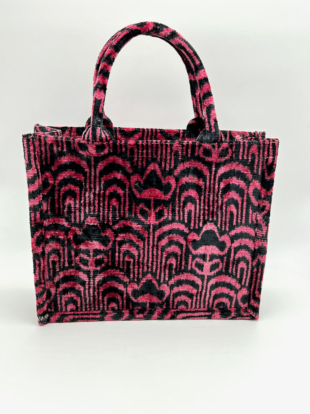 Velvet Silk IKAT Large Handbag -Warm Pink Field D40