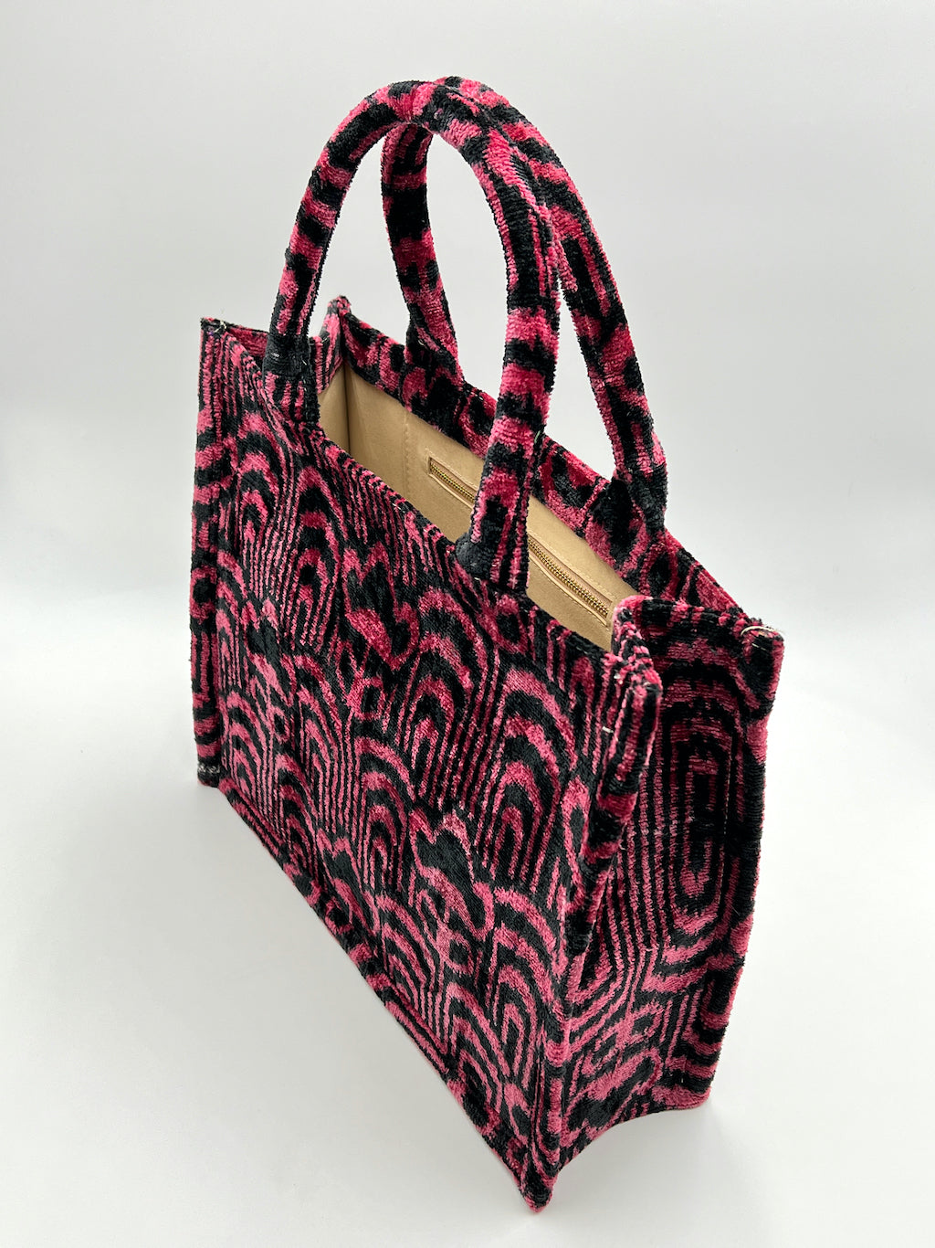 Velvet Silk IKAT Large Handbag -Warm Pink Field D40