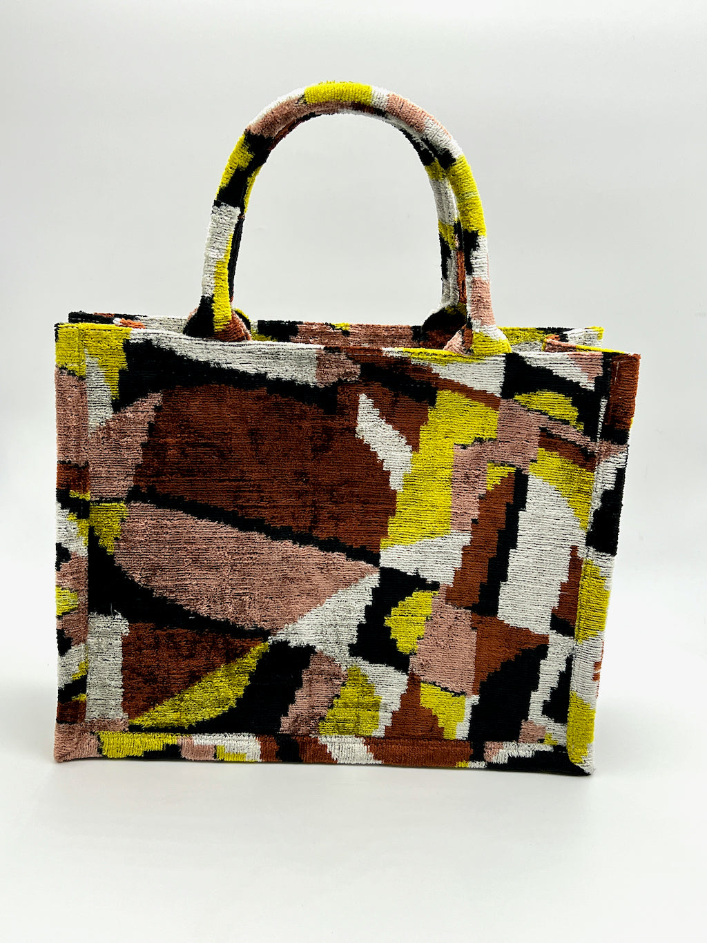Velvet Silk IKAT Large Handbag - Shattered Coffee D35