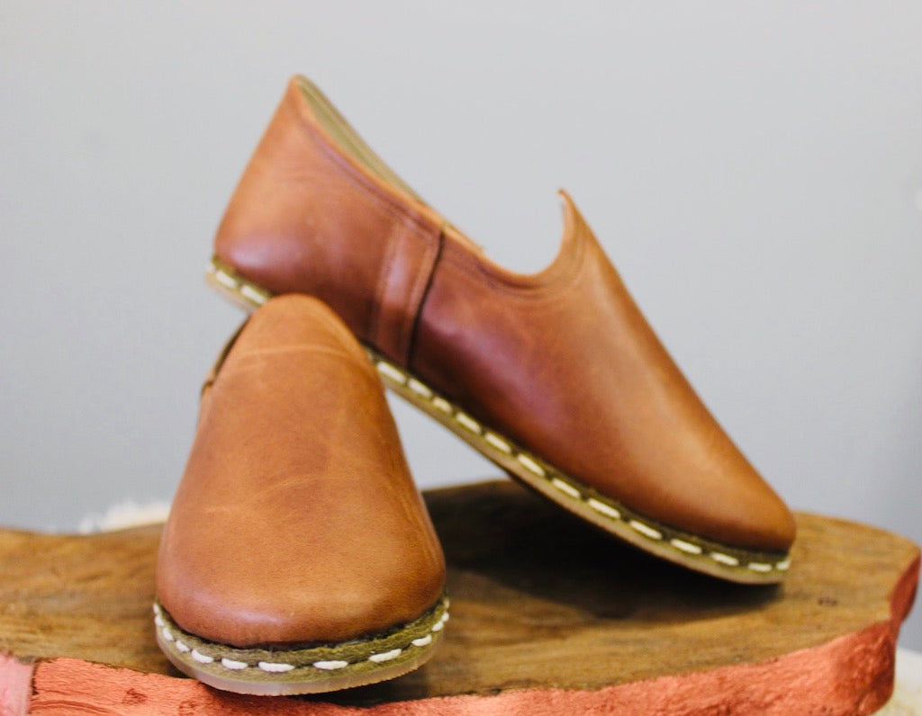 Brown Handmade Leather Shoes - Mawlana Cashmere & Silk