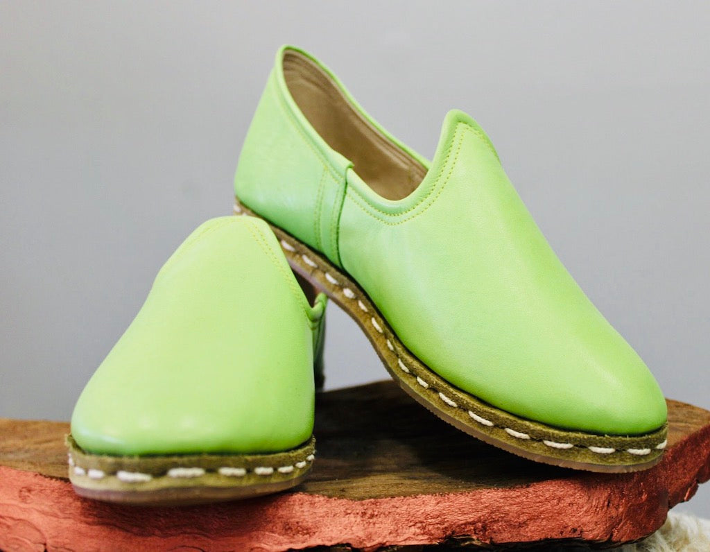 Pistachio Handmade Leather Shoes - Mawlana Cashmere & Silk