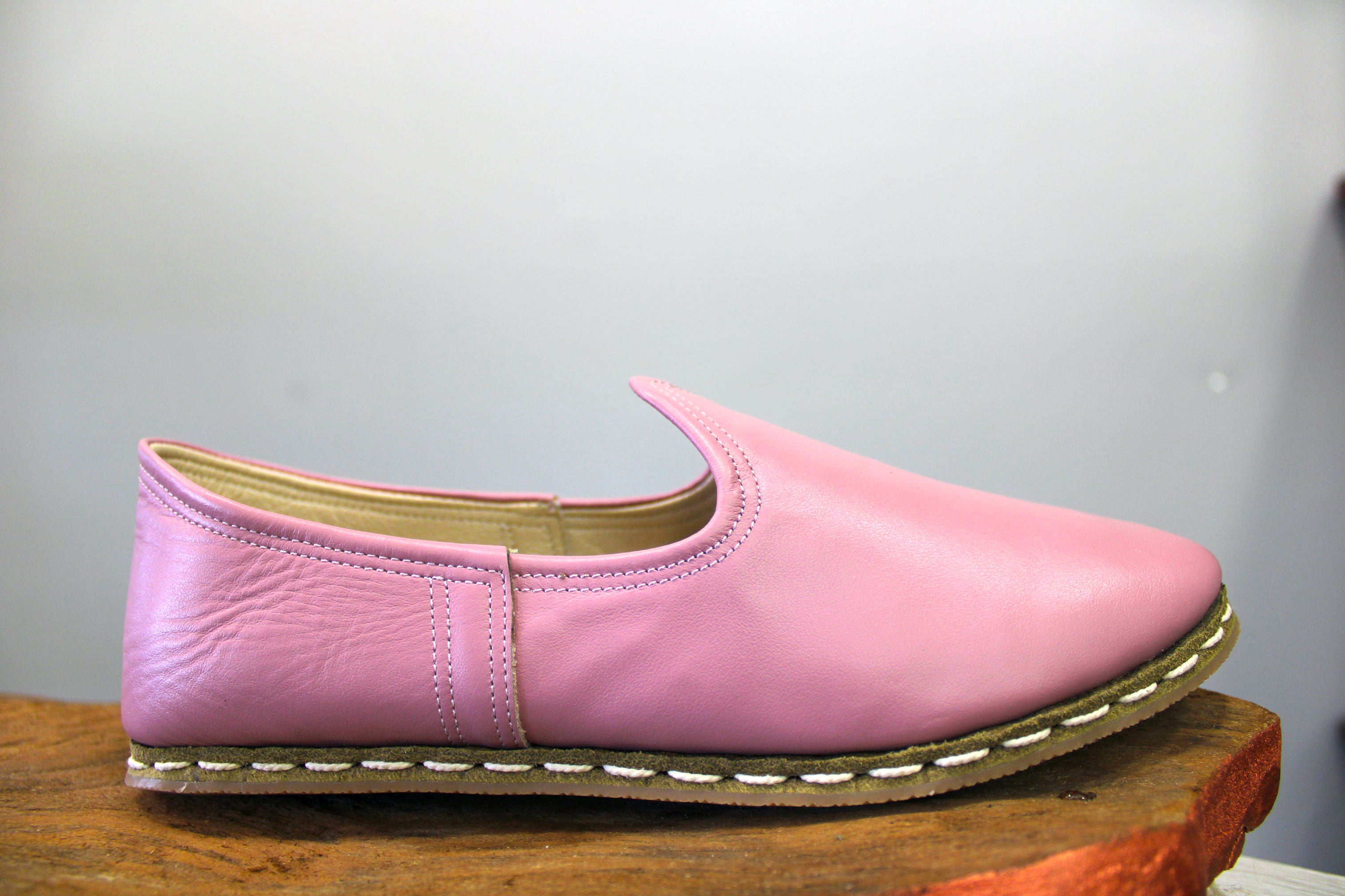 Pink Handmade Leather Shoes - Mawlana Cashmere & Silk