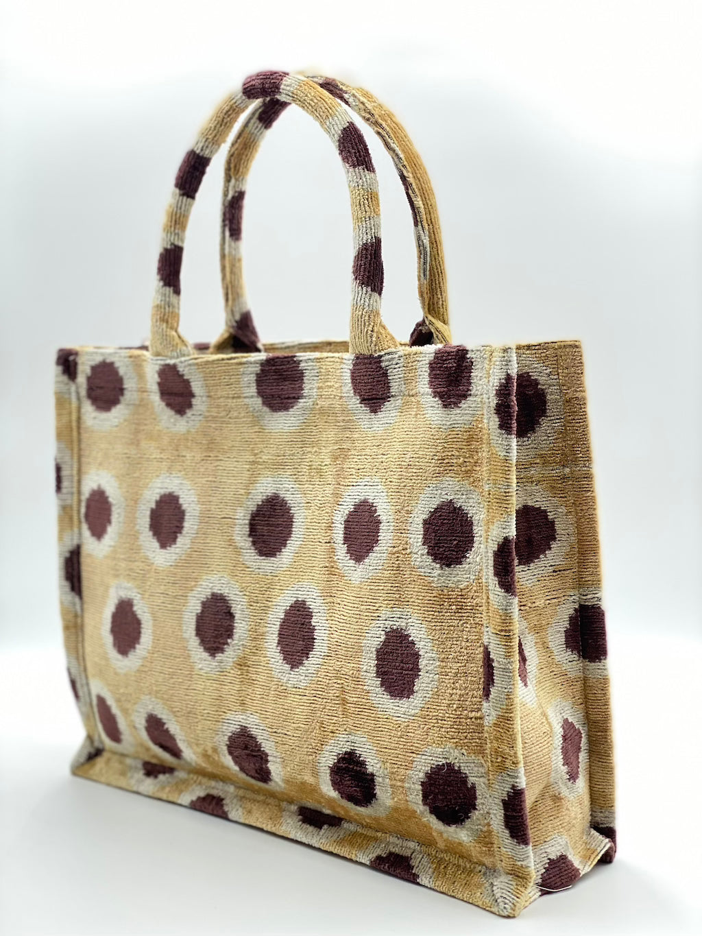 Velvet Silk IKAT Large Handbag - Abstract Leopard
