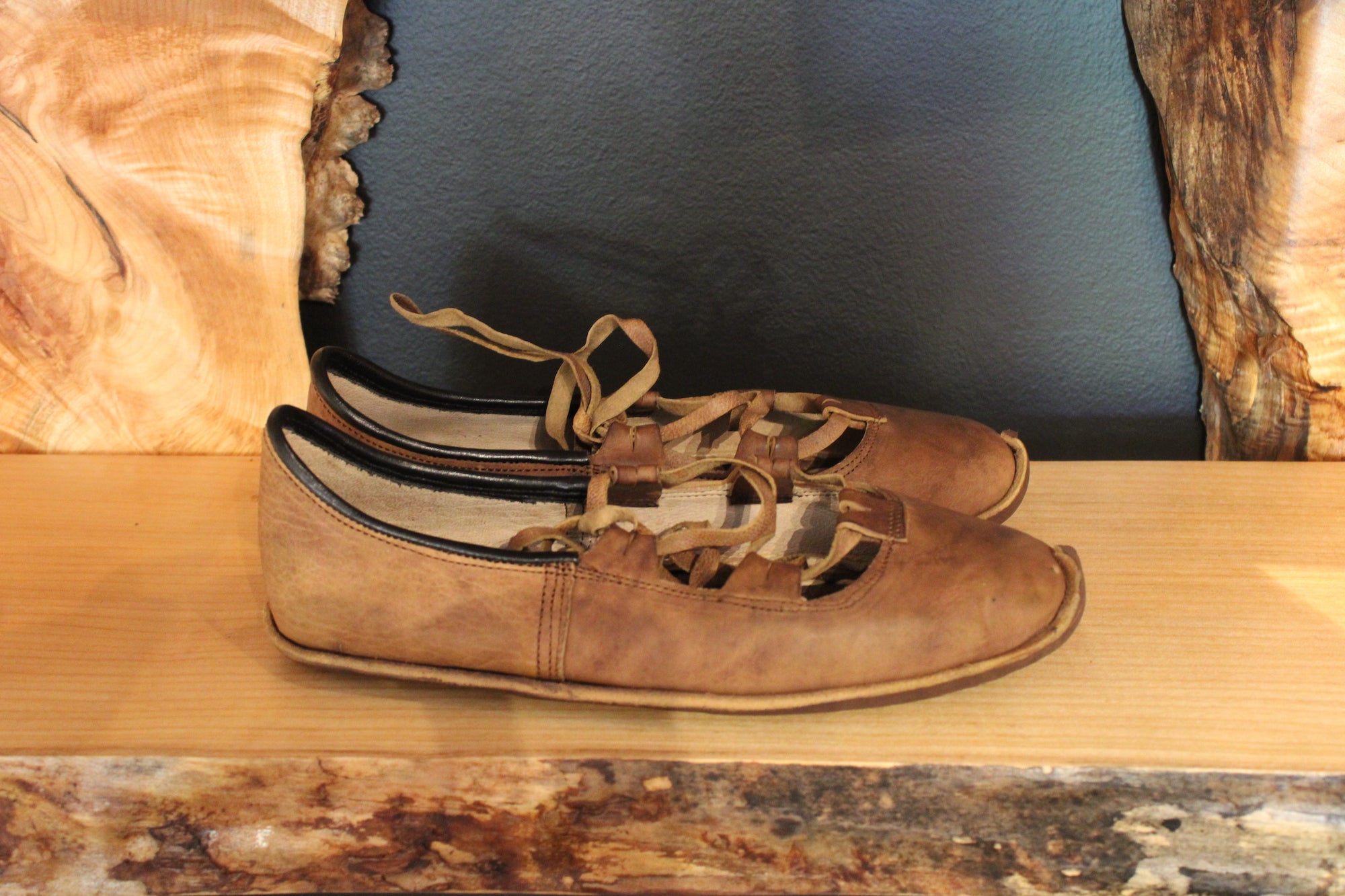 Brown Handmade Leather Sandals Vegetable Tan - Mawlana Cashmere & Silk