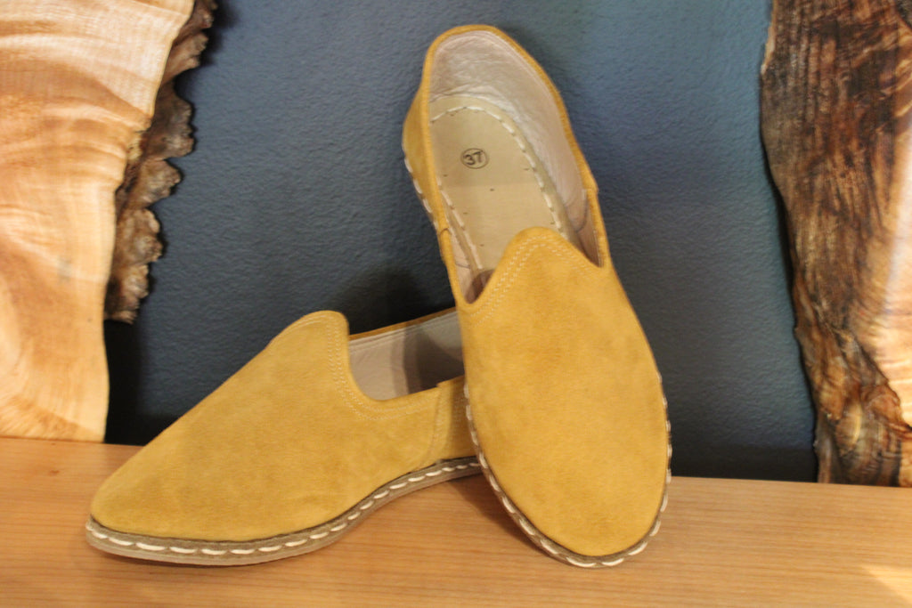 Suede Chamoix Honey Handmade Leather Shoes - Mawlana Cashmere & Silk