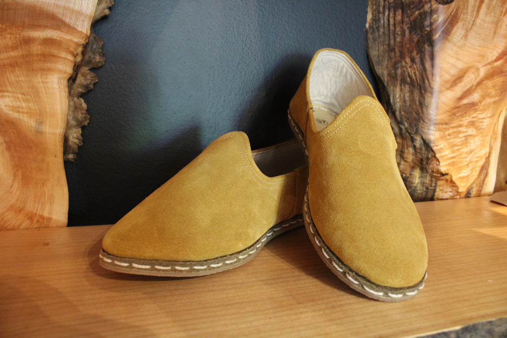 Suede Chamoix Honey Handmade Leather Shoes - Mawlana Cashmere & Silk