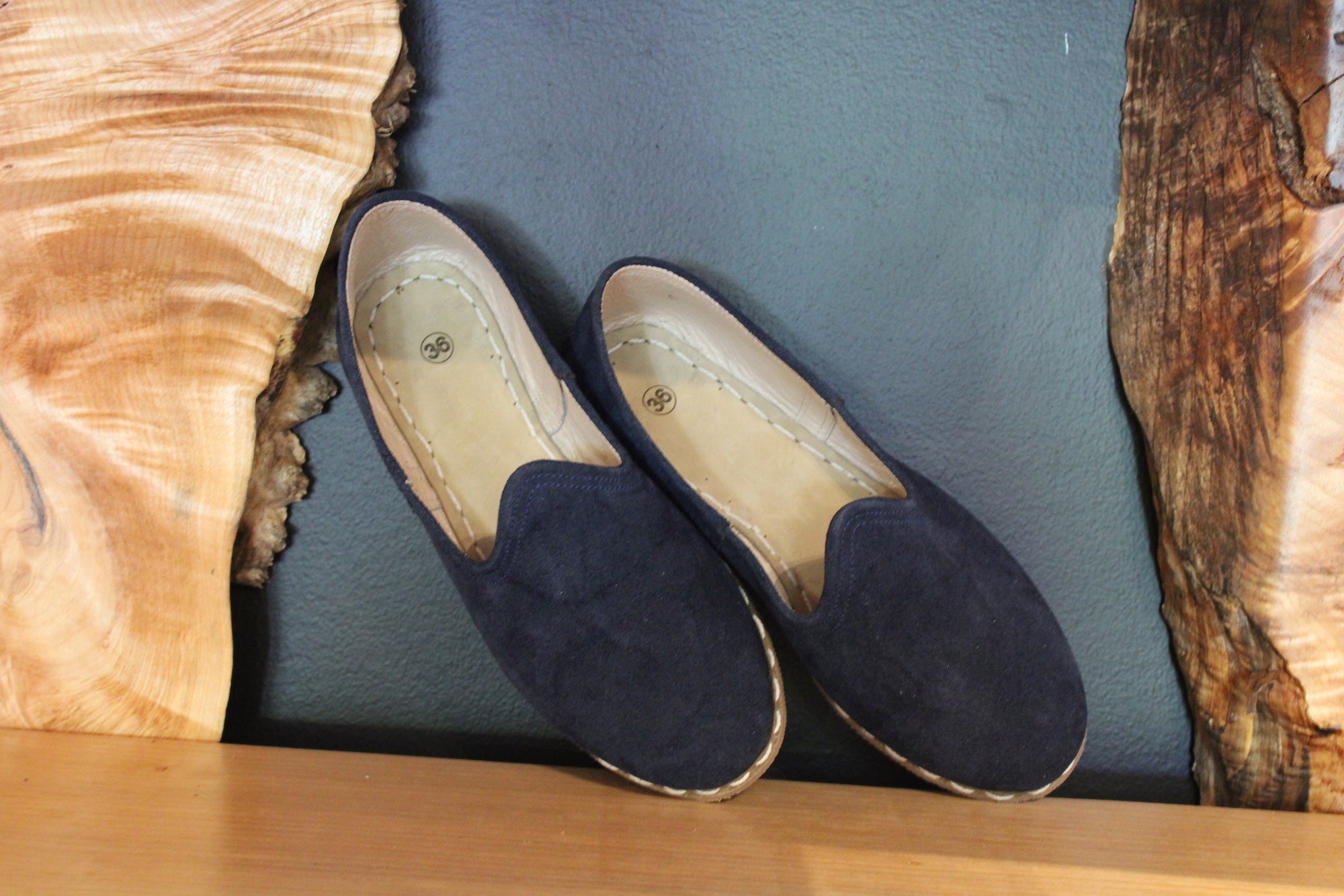 Navy Suede Handmade Leather Shoes - Mawlana Cashmere & Silk
