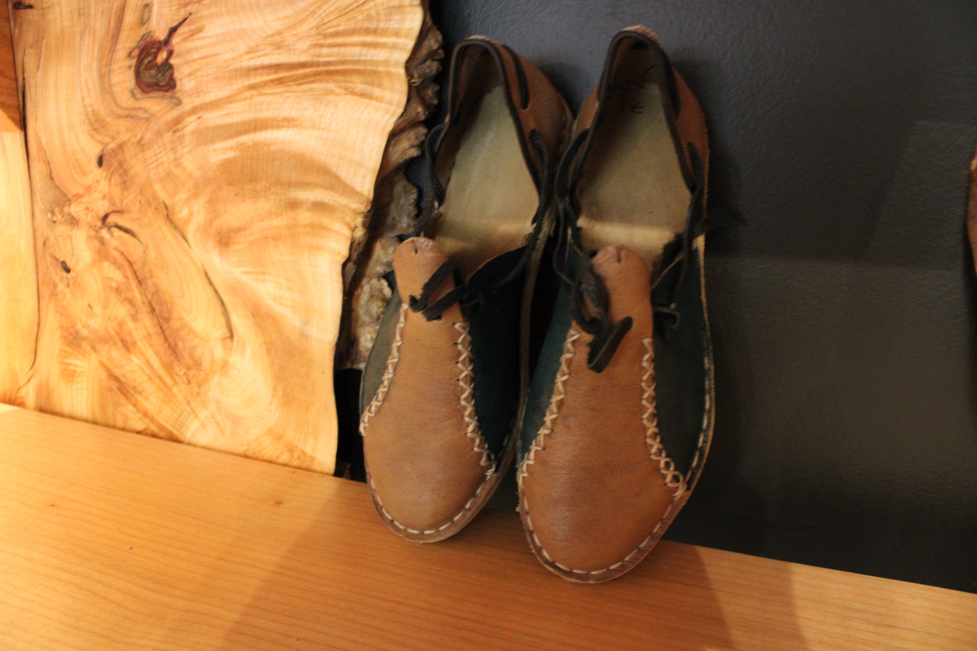 Olive Light Brown Handmade Leather Sandals - Mawlana Cashmere & Silk