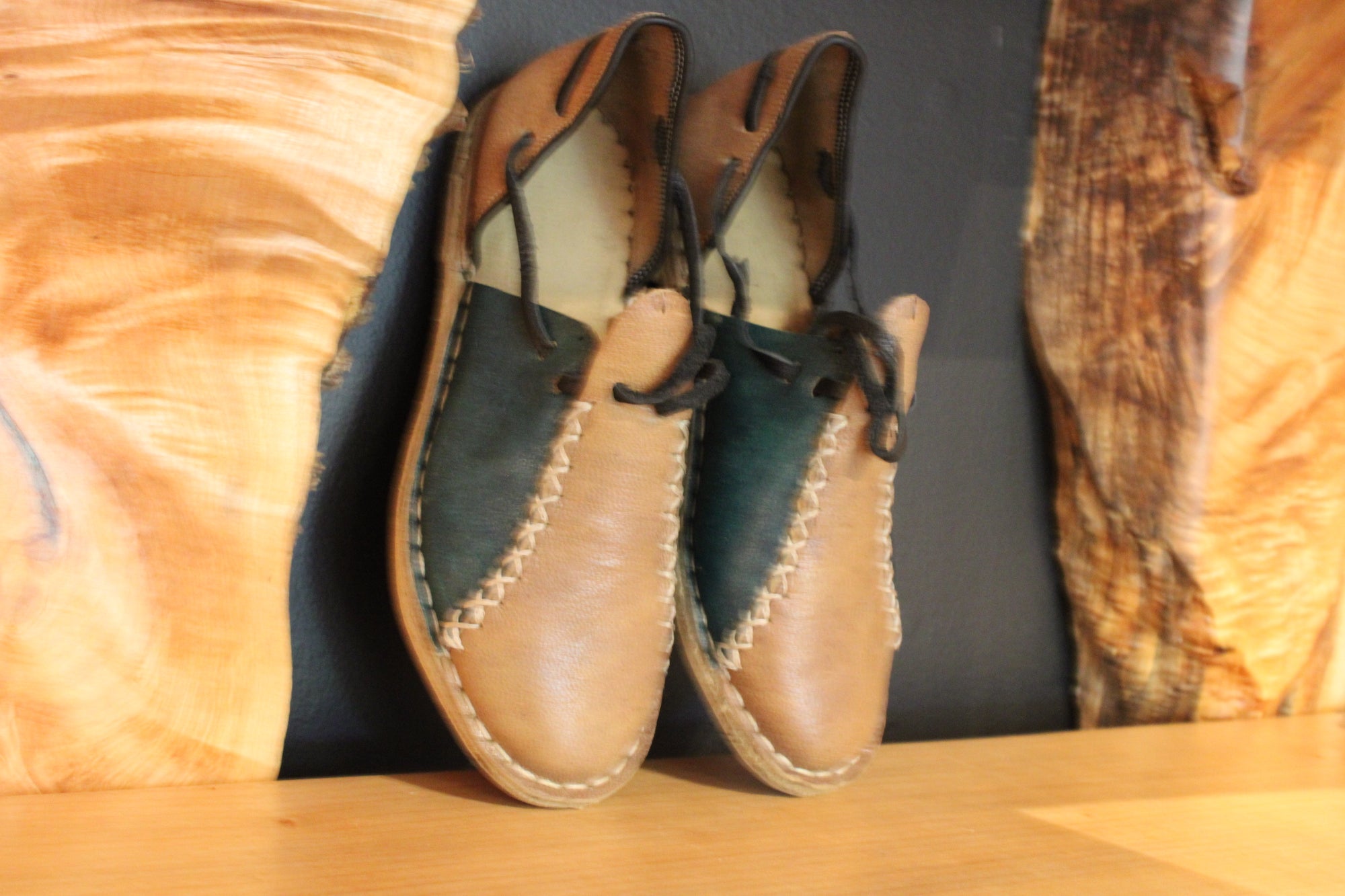 Olive Light Brown Handmade Leather Sandals - Mawlana Cashmere & Silk