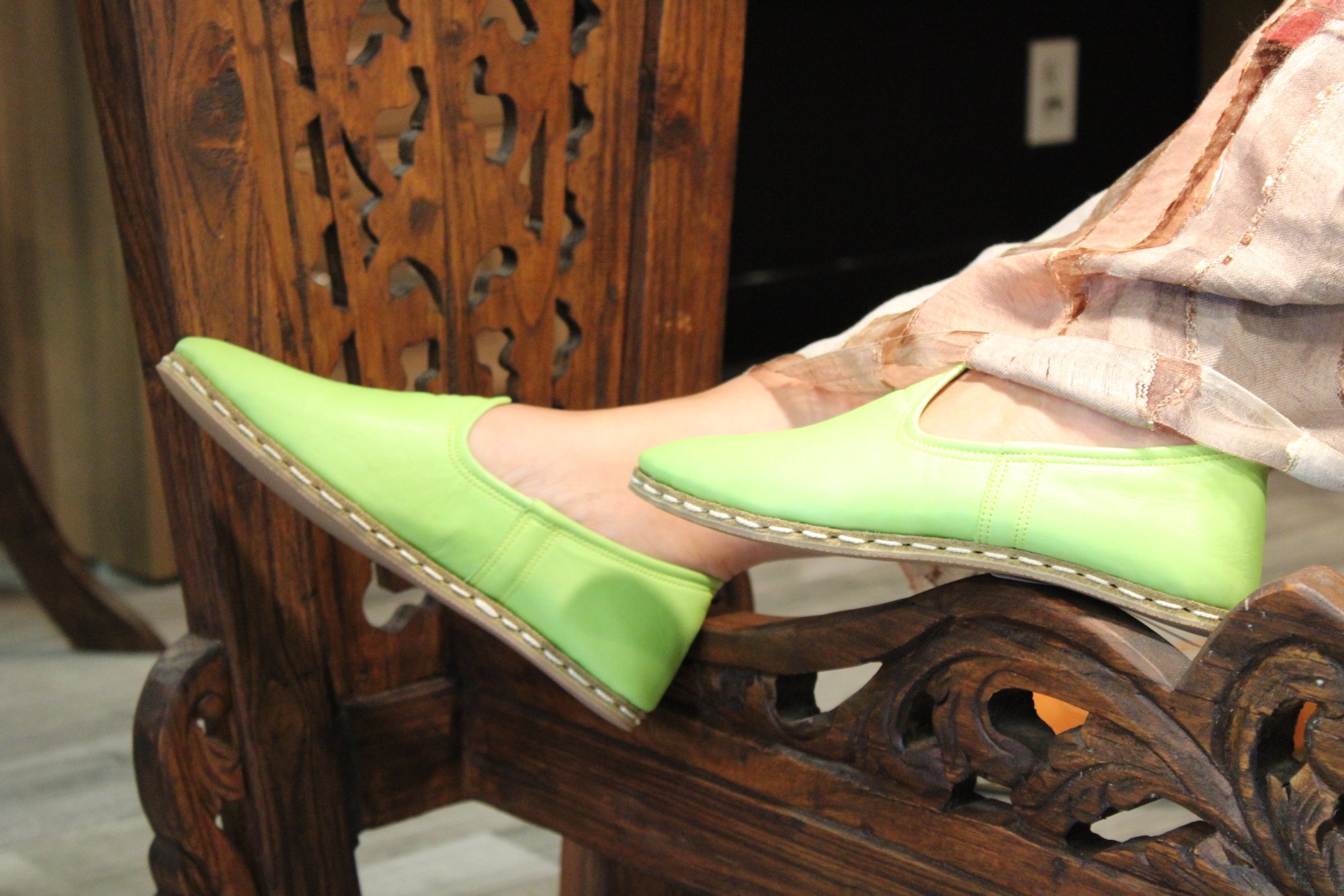Pistachio Handmade Leather Shoes - Mawlana Cashmere & Silk